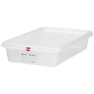 HENDI gastronormbak GN 2/3 - polypropyleen - luchtdicht, stapelbaar, met deksel - 35,4x32,5x20 cm - transparant - 19 liter - voedselopslag horeca