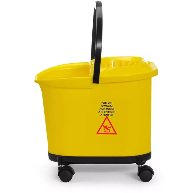 HENDI Dweilemmer met wringer op zwenkwielen - polypropyleen - 16 liter - 40,5x29,6x34 cm - geel - voor professioneel vloeronderhoud in horeca en schoonmaak