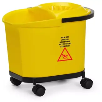 HENDI Dweilemmer met wringer op zwenkwielen - polypropyleen - 16 liter - 40,5x29,6x34 cm - geel - voor professioneel vloeronderhoud in horeca en schoonmaak