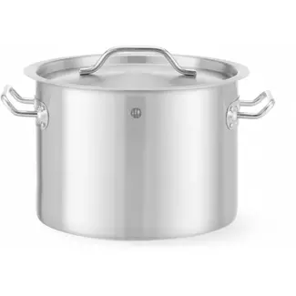 HENDI Middelgrote kookpan 25 cm met deksel, zilver en 9 liter inhoud