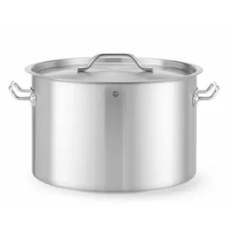 HENDI Kookpan met deksel - roestvast staal en aluminium - sandwichbodem - diameter 40 cm, hoogte 26 cm, 32 liter - zilverkleurig - voor alle warmtebronnen, horeca