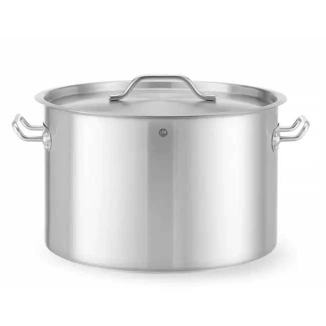 HENDI Kookpan met deksel - roestvast staal en aluminium - sandwichbodem - diameter 40 cm, hoogte 26 cm, 32 liter - zilverkleurig - voor alle warmtebronnen, horeca