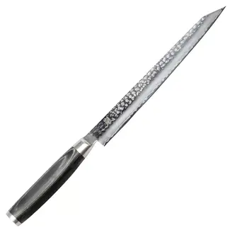 Yaxell Taishi Sashimi Fileermes 23 cm – VG-10 Staal – Hardheid 61 HRC – Tsuchime Afwerking – Gehamerd Lemmet – Zwart Pakka Beukenhout Handvat