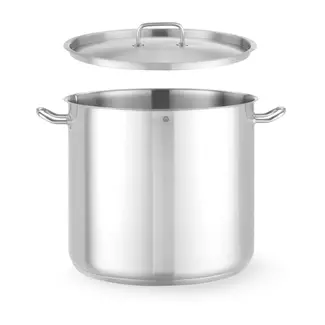 HENDI Hoge kookpan rvs - 45 l - diameter 40 cm x H36 cm - deksel, inductie - zilver - horeca