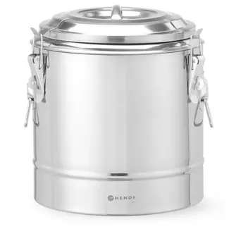 HENDI Geïsoleerde transportcontainer - roestvast staal - warmhouden tijdens transport - 23 liter - diameter 35 cm x hoogte 44 cm - zilverkleurig - horeca en bezorging