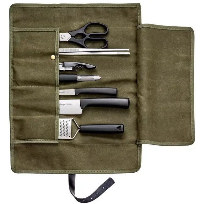 Triangle Duurzame Canvas Koksroltas – Ruim & Afwasbaar – Met Verstelbare Leren Riem