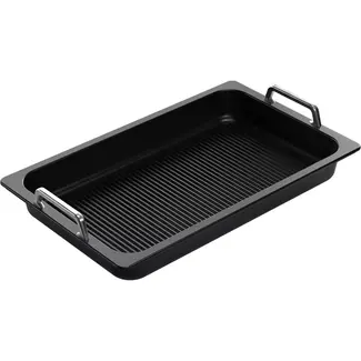 AMT Gastroguss Gastronorm bak GN 1/1 hoogte 5,5 cm met handgrepen met grilloppervlak LOTAN® antiaanbaklaag geschikt voor alle warmtebronnen incl. inductie