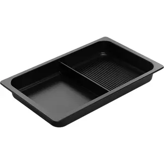 AMT Gastroguss Gastronorm bak GN 1/1 hoogte 5,5 cm met grilloppervlak met glad bakoppervlak met scheidingsvak LOTAN® antiaanbaklaag geschikt voor alle warmtebronnen incl. inductie