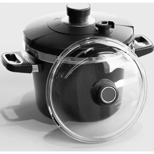 AMT Gastroguss Drukpan set – Ø 24 cm – 4,5 liter – Lotan® anti-aanbaklaag – Geschikt voor inductie – Inclusief glazen deksel