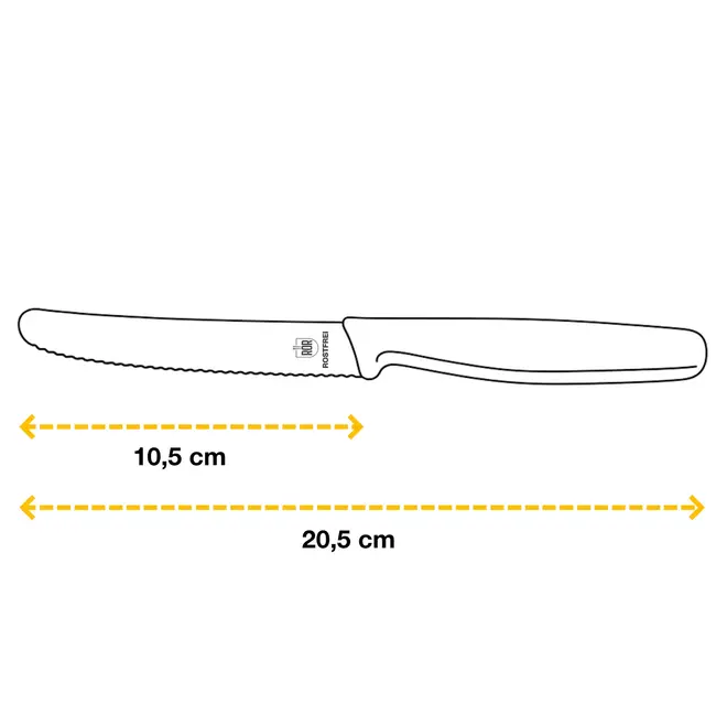 RÖR Solingen Ontbijtmes / Tafelmes met Kartel – RVS – Lemmet 10,5 cm – Zwart – 12 Stuks