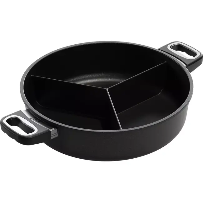 AMT Gastroguss 3-vaks hapjespan – 32 cm – aluminium – antiaanbak – inductie en ovenbestendig