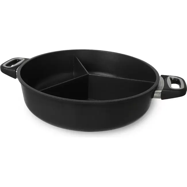 AMT Gastroguss 3-vaks hapjespan – 32 cm – aluminium – antiaanbak – inductie en ovenbestendig