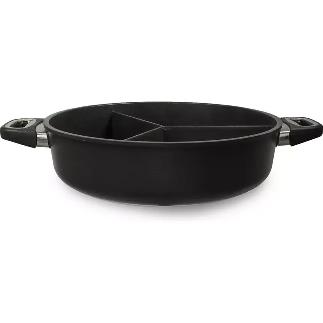 AMT Gastroguss 3-vaks hapjespan – 32 cm – aluminium – antiaanbak – inductie en ovenbestendig