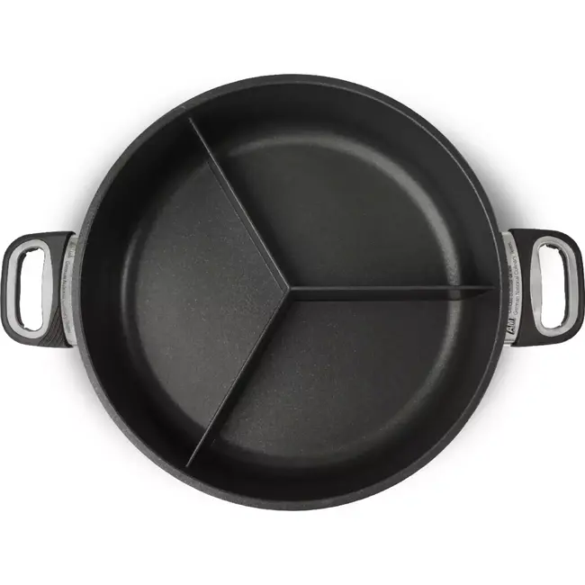 AMT Gastroguss 3-vaks hapjespan – 32 cm – aluminium – antiaanbak – inductie en ovenbestendig