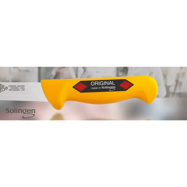 Eikaso Solingen Uitbeenmes 18 cm – Stijf en Breed Lemmet – Ergonomisch Geel Heft