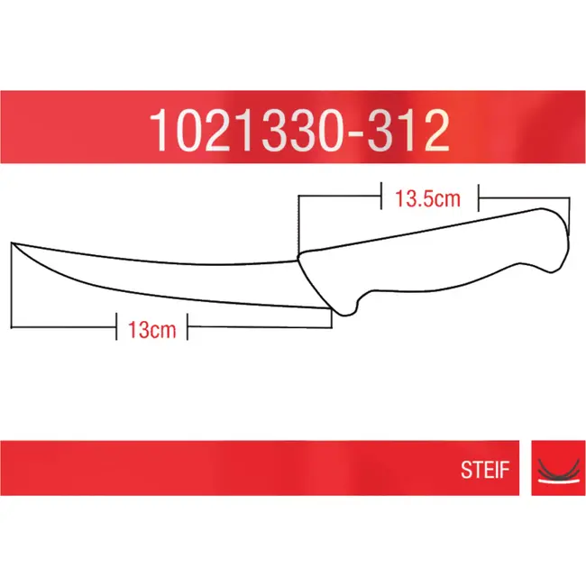 Eikaso Solingen Uitbeenmes 13 cm – Gebogen Lemmet – Stijf – Geel Handvat