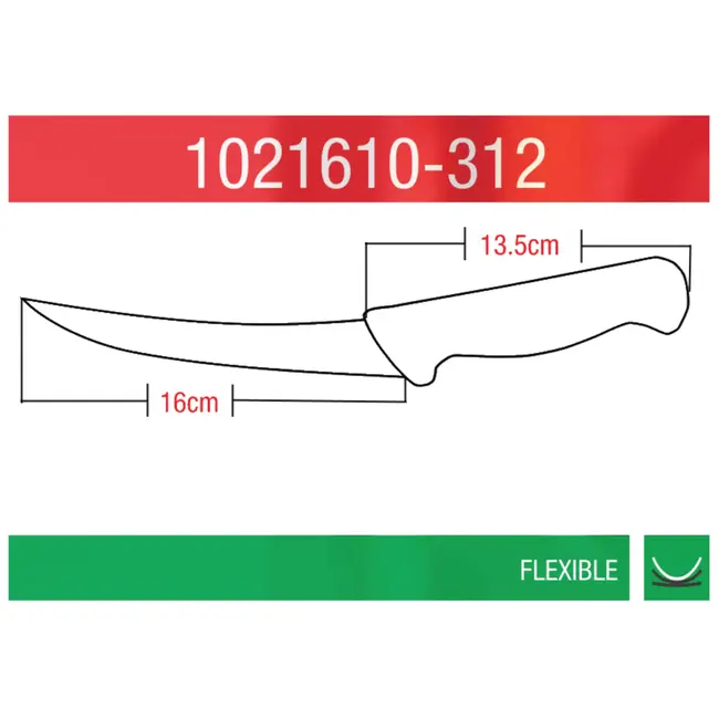Eikaso Solingen Flexibel Uitbeenmes 16 cm – Gebogen Lemmet – Geel Handvat