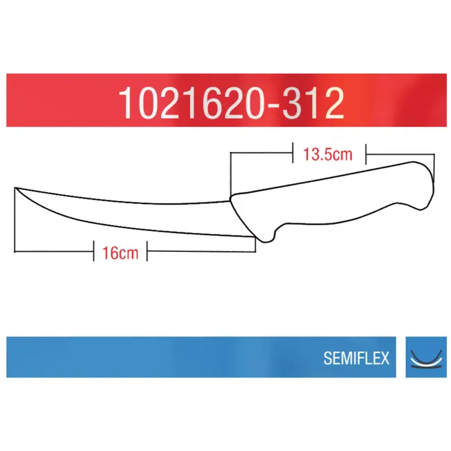 Eikaso Solingen Uitbeenmes met Gebogen Lemmet – Semi Flexibel – 16 cm – Geel