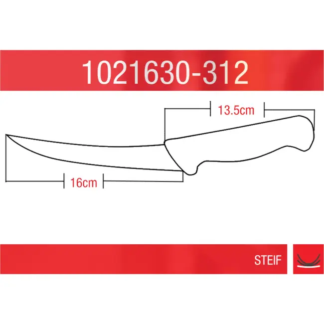 Eikaso Solingen Uitbeenmes met Gebogen Lemmet – 16 cm – Stijf – Geel Handvat