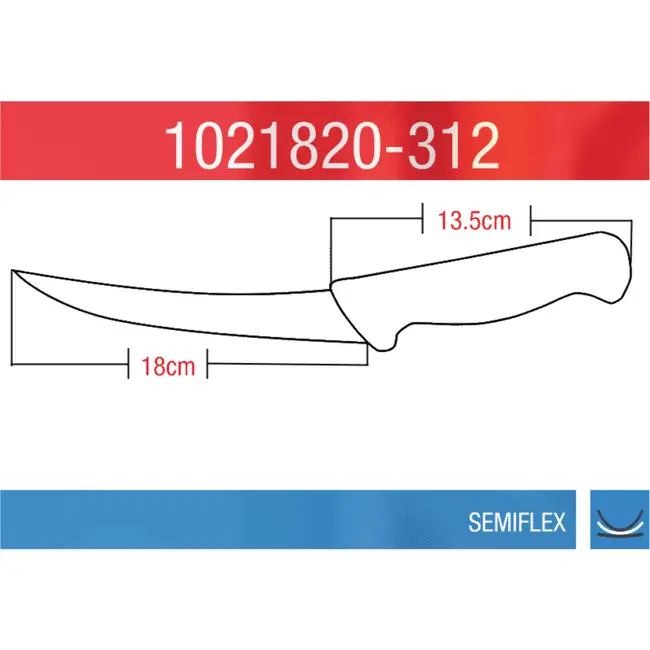 Eikaso Solingen Uitbeenmes 18 cm – Semi Flexibel – Gebogen Lemmet – Geel Handvat