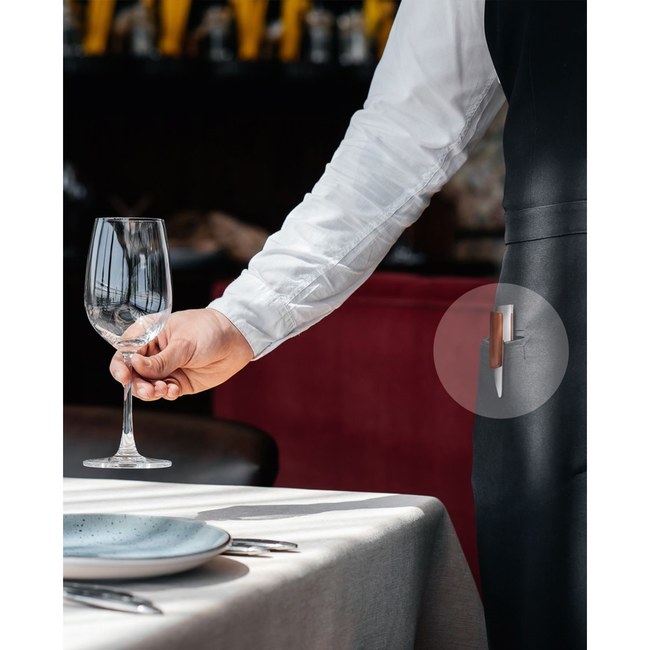 Triangle Kruimelverzamelaar, RVS 18/0 met pruimenhouten greep en sleuf voor schort,