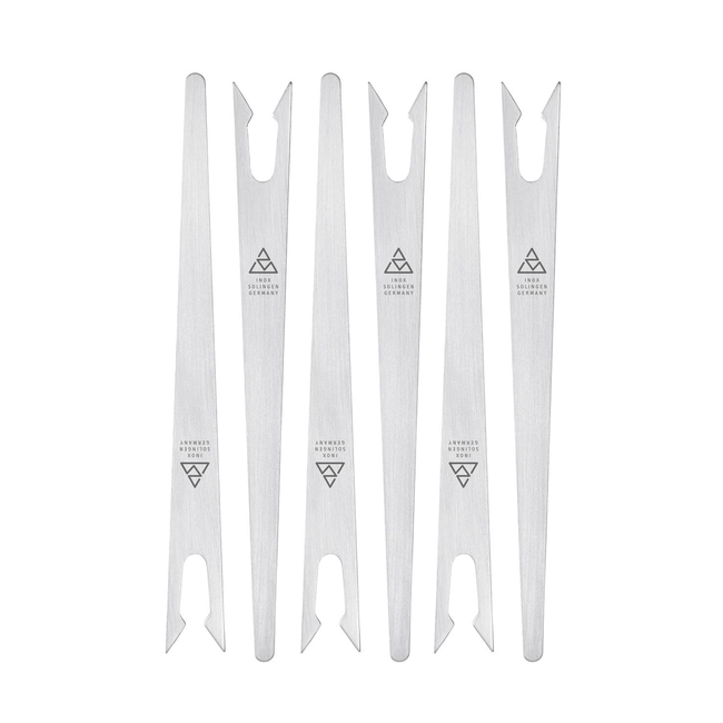 Triangle antipasti vorkjes set 50 stuks van roestvrij staal met etui voor stijlvol serveren