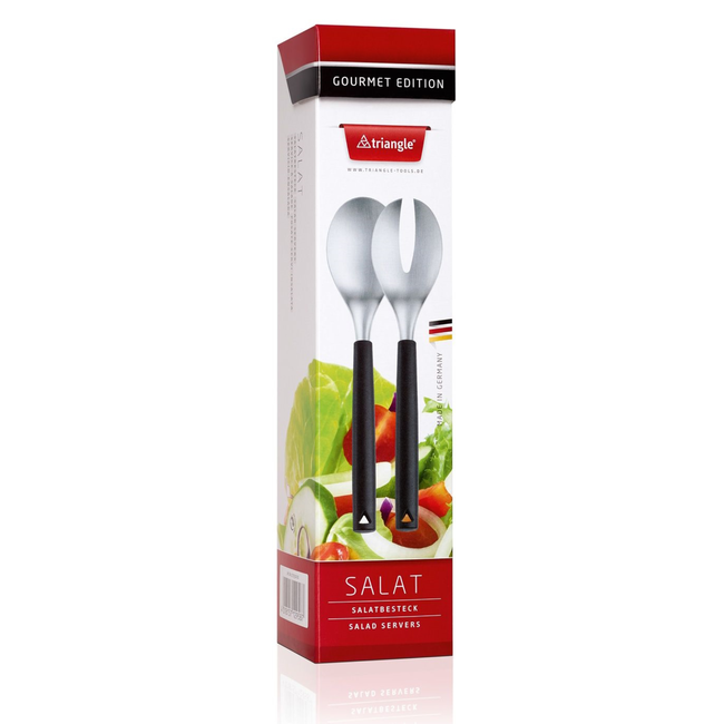 Triangle saladebestekset van roestvrij staal met ergonomische handgrepen