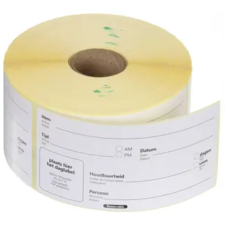 HENDI Herbruikbare voedselveiligheid stickers “Te gebruiken tot” 100x50 mm met notitieruimte meertalig 500 per rol