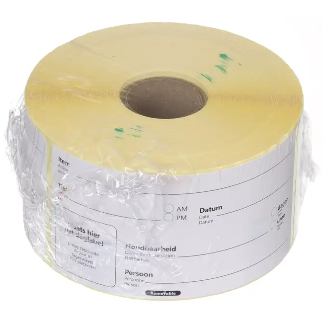 HENDI Herbruikbare voedselveiligheid stickers “Te gebruiken tot” 100x50 mm met notitieruimte meertalig 500 per rol