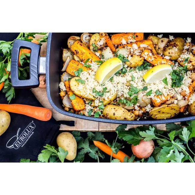 Eurolux Braadpan 5 Liter – Zwart Aluminium – Geschikt voor Alle Warmtebronnen