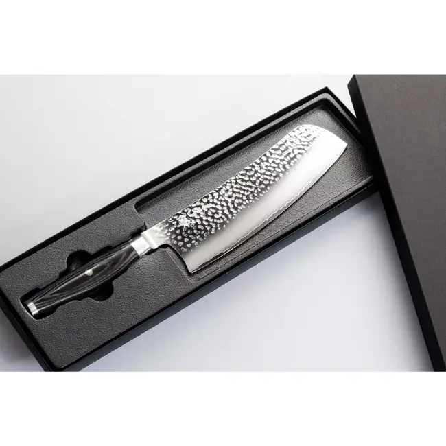 Yaxell Ketu Konata Santokumes / Koksmes 21,5 cm – SG2 Stalen Kern – Tsuchime Finish – Pakkahout Handvat