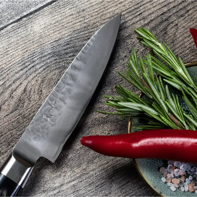 Yaxell Ketu Schilmes 10 cm – SG2 Stalen Kern – Tsuchime Finish – Pakkahout Handvat