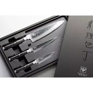 Yaxell KETU – 3-delige Messenset – SG2 Staal – Koksmes, Vleesmes & Schilmes – Tsuchime Afwerking