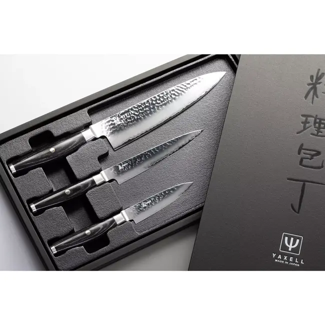 Yaxell KETU – 3-delige Messenset – SG2 Staal – Koksmes, Vleesmes & Schilmes – Tsuchime Afwerking