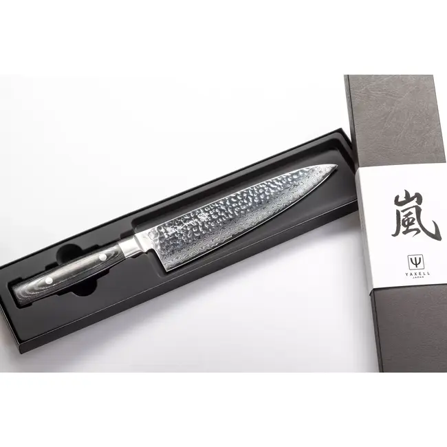 Yaxell Zen Koksmes 20 cm – 37 Lagen Damaststaal – Canvas-Micarta Heft