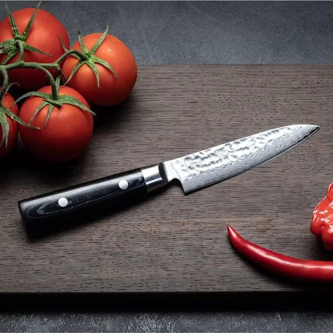 Yaxell Zen Universeelmes 12 cm – 37 Lagen Damaststaal – Canvas-Micarta Heft