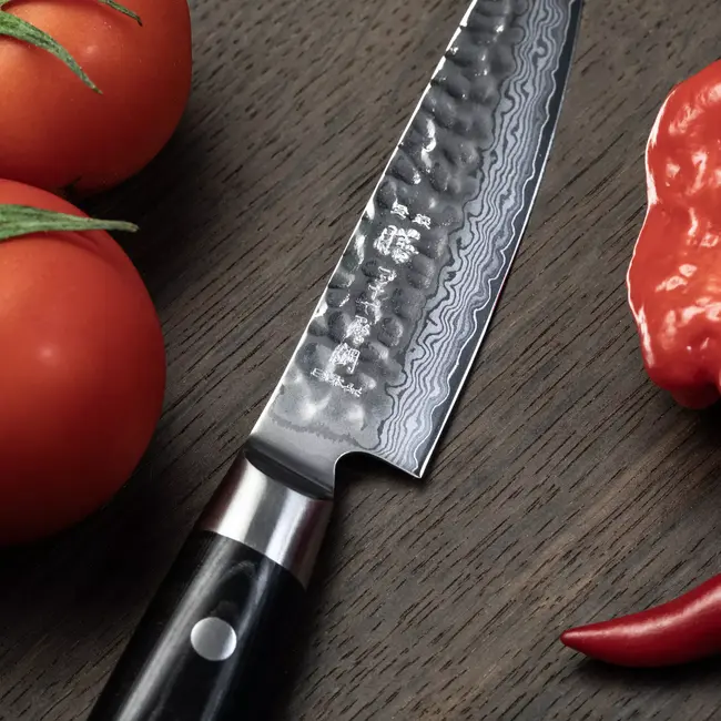 Yaxell Zen Universeelmes 12 cm – 37 Lagen Damaststaal – Canvas-Micarta Heft