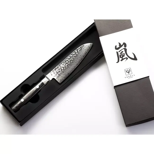 Yaxell Zen Santoku Koksmes 12,5 cm – 37 Lagen Damaststaal – Canvas-Micarta Heft
