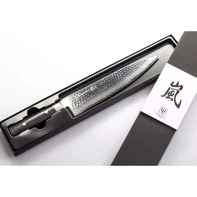 Yaxell Zen Koksmes 24 cm – 37 Lagen Damaststaal – Canvas-Micarta Heft