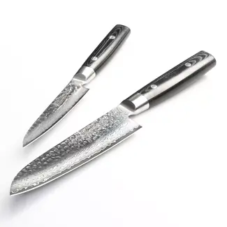 Yaxell Zen Messenset – 2-delig – Santokumes 16,5 cm en Universeel mes 12 cm – 37 Lagen Damaststaal – Canvas-Micarta Heft