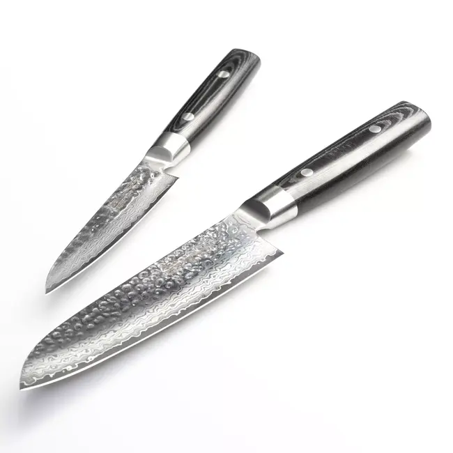 Yaxell Zen Messenset – 2-delig – Santokumes 16,5 cm en Universeel mes 12 cm – 37 Lagen Damaststaal – Canvas-Micarta Heft