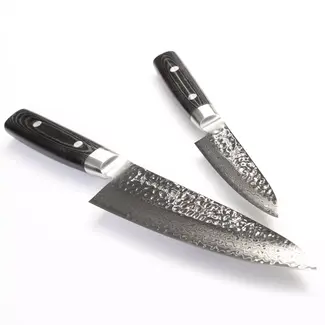 Yaxell Zen Messenset – 2-delig – Koksmes 20 cm en Universeelmes 12 cm – 37 Lagen Damaststaal – Canvas-Micarta Heft