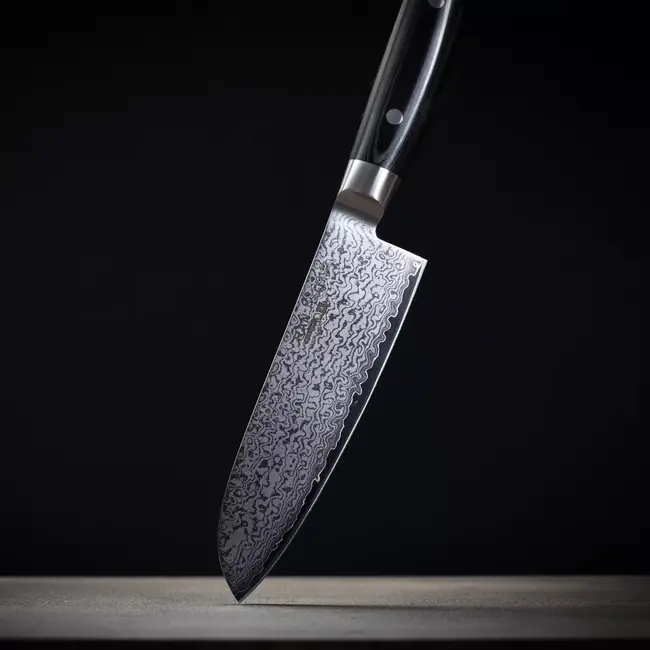 Yaxell Ran Santoku Koksmes 16,5 cm – 69 Lagen Damaststaal – VG10 Staal – 61 HRC – Canvas-Micarta Heft