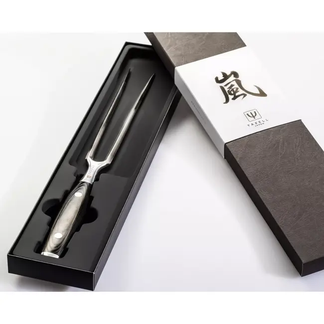 Yaxell Ran Vleesvork 16 cm – 69 Lagen Damaststaal – VG10 Staal – 61 HRC – Canvas-Micarta Heft