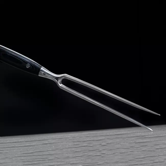 Yaxell Ran Vleesvork 16 cm – 69 Lagen Damaststaal – VG10 Staal – 61 HRC – Canvas-Micarta Heft