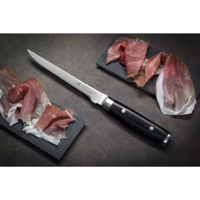 Yaxell Ran Fileermes 18 cm – 69 Lagen Damaststaal – VG10 Staal – 61 HRC – Canvas-Micarta Heft