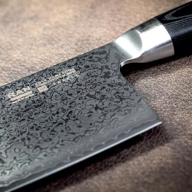 Yaxell Ran Chinees Koksmes 18 cm – 69 Lagen Damaststaal – VG10 Staal – 61 HRC – Canvas-Micarta Heft