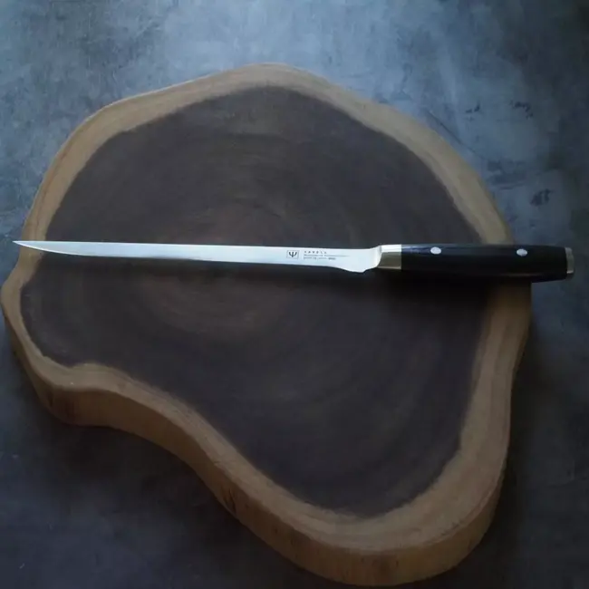 Yaxell Ran Fileermes 23 cm – Flexibel – VG10 Staal – 61 HRC – Canvas-Micarta Heft