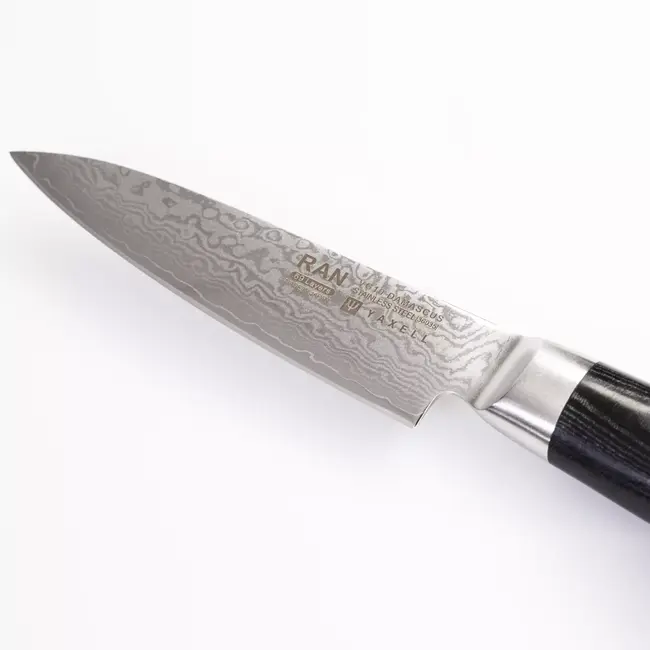 Yaxell Ran Schilmes 10 cm – 69 Lagen Damaststaal – VG10 Staal – 61 HRC – Canvas-Micarta Heft