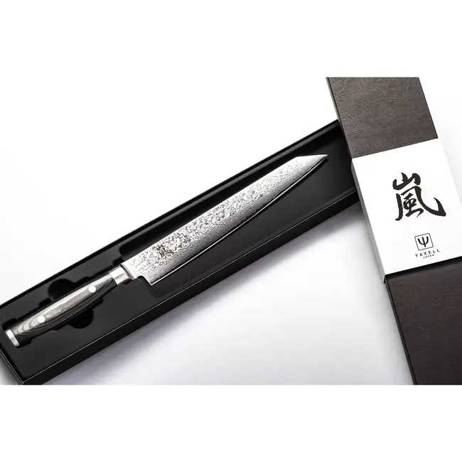 Yaxell Ran Sujihiki 25,5 cm – Sushimes / Fileermes – 69 Lagen Damaststaal – VG10 Staal – 61 HRC – Canvas-Micarta Heft